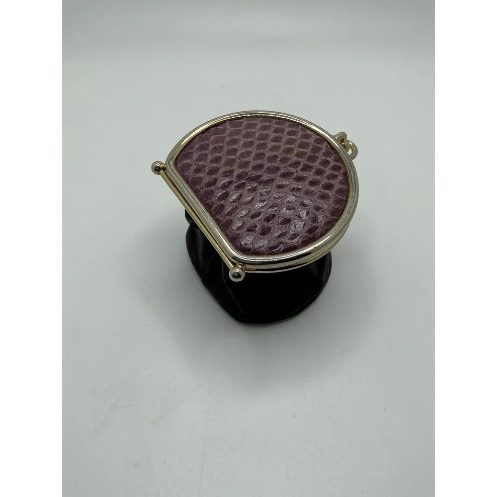 Neiman Marcus Expandable Merlot Colored Coin Purse Reptile/Leather Made in Spain